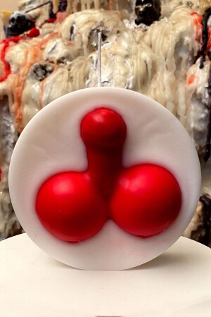 Decorative Gift 190 Gr. Red Abundance Candle, Weighing 10 Cm in Diameter - Strawberry-Vanilla Scented - Fantastik Sanat Atölyesi