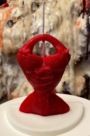 Decorative Gift Candle - 10 X 10 Cm Self-Based Lady Costume - Strawberry And Vanilla Scented - Fantastik Sanat Atölyesi