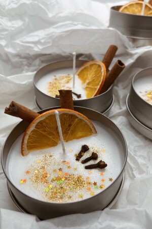 Decorative Gift Cinnamon Scented Box Candle - Natural Handmade Decorative Soy Candle - Candle
