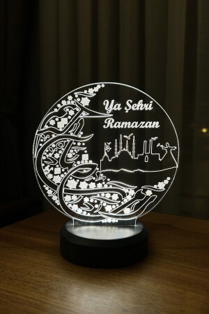 Decorative Gift LED Table Lamp with Ya Şehr-i Ramadan Figure - Battery Operated Base - BY-LAMP