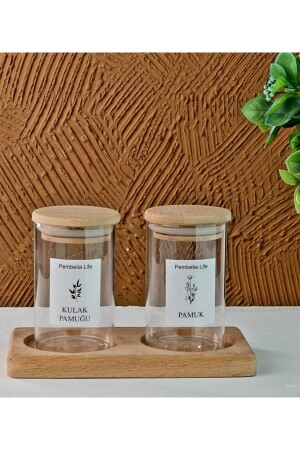 Decorative Glass Bamboo Cotton Cotton Box with 2 Stands 160281090914 - Pembelia Life