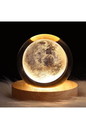 Decorative Glass Globe Night Lamp - With USB Port - Wooden Base - Illuminated Home and Office Decoration Gift - Hombak