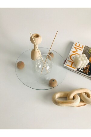 Decorative Glass Tray, Wooden Ball Footed Tray, Glass Jewelry Plate, Glass Organizer TYC00492599675 - Shura Homeware