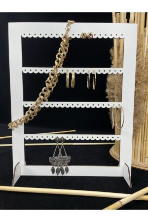 Decorative Jewelry Earring Stand Rectangular Laser Cutting - MDF - Yaman Hediyelik