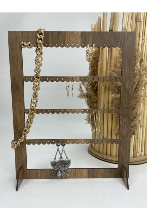 Decorative Jewelry Earring Stand Rectangular Laser Cutting - MDF - Yaman Hediyelik