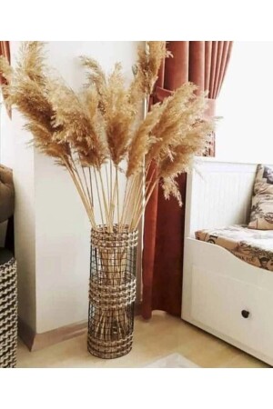 Decorative Jute Straw Metal Wire Braided Handmade Flower Pampas Vase Three Braids 50cm Ab282828373 - DİLAY HOME DESIGN