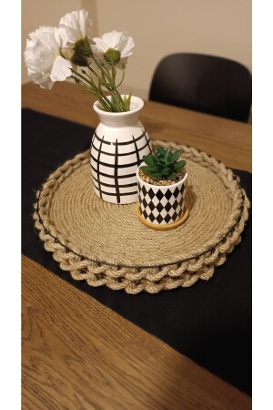 Decorative Jute Wicker Metal Wire Braided Tray Presentation Coffee Tray Dila29292929 - DİLAY HOME DESIGN