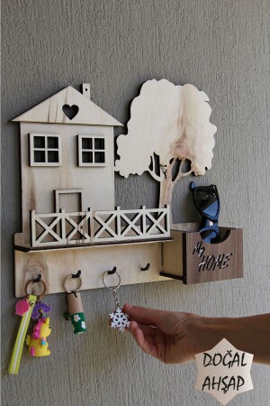 Decorative Keychain Hanger Organizer Key Organizer Natural Wooden Hanger asklk1 - Dekorza