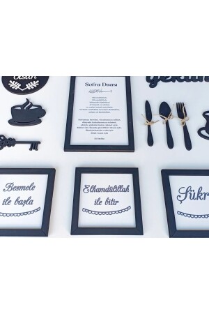 Decorative Kitchen Board Set 13 Pieces Start With Bismillah End With Alhamdulillah Thankful Table With Prayer Dkrbdvrdekor13 - Dekorobi