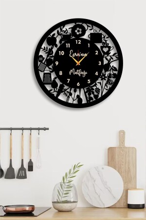 Decorative Kitchen Wall Clock with Name - Kitchen Decoration - Ahşap Hediyeniz