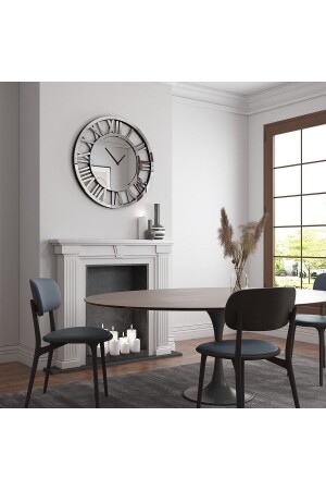 Decorative Large Size Silver Color Special Design Wall Clock, 70x70cm in Special Wooden Gift Box Çzgld70rm - EYKA STORE