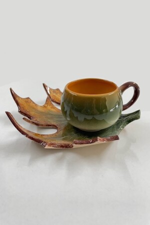 Decorative Leaf Figured Coffee Cup Set Single ARTCINAR03 - Artistic Quality