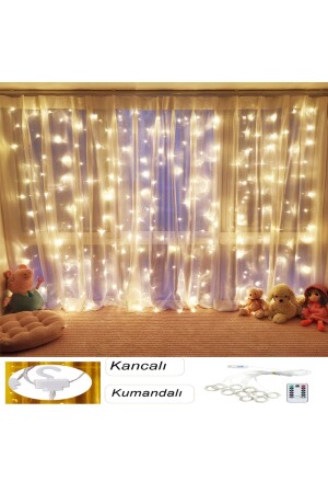 Decorative Lighting Led Light Curtain 300 Leds Copper Wire Curtain String Lights 8 Modes Remote Control HCG00187-3 - Havana