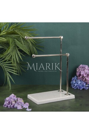 Decorative Marble Pedestal Two Arm Metal Bathroom Hand Towel Holder Stand two arm towel holder - MIARIK DESIGN & DEKORASYON