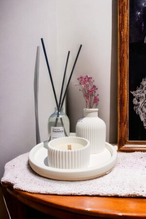 Decorative Mini Vase Fresh Soft Room Scent Decorative Candle Set with Round Stand 24072310 - ALLEZA HOME