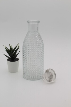 Decorative Multi-Purpose Prism Carafe Glass Bottle with Lid zeze0460SET - zezedesing