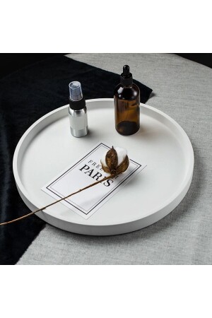 Decorative Multi-purpose Round Presentation Tray Jewelry Plate - Organizer Plate Candle holder 17 cm 2 cm - Tth Takatuka Hediyelik