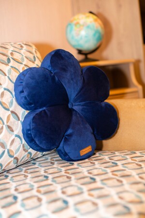 Decorative Parliament Blue Velvet Flower Pillow Flower 42*42 Cm - Rayda Home