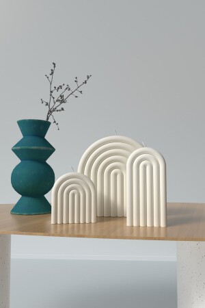 Decorative Rainbow Patterned 3-Piece Candle - Scented Vegan Soy Wax Candle White 3 Pieces RAINBOW3l - Cageartstudio