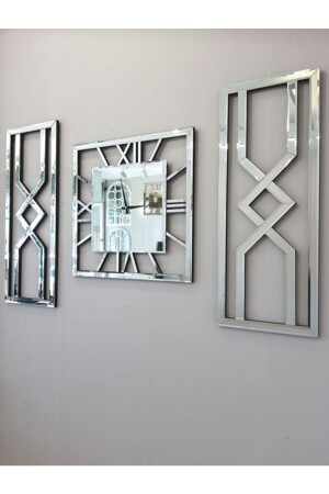 Decorative Set of 3 Plexiglass Mirrored Stylish Wall Clock and Decor TYC00512711492 - EYKA STORE