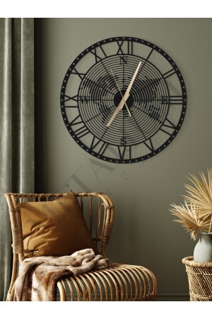 Decorative Silent Black Metal Wall Clock Compass Themed World Map 60x60cm MCS-2237 - Metalium Concept