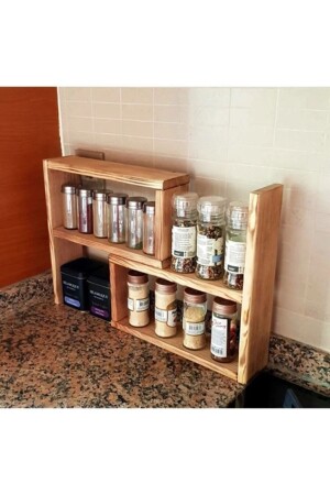 Decorative Solid Kitchen Countertop Shelf Wooden Spice Rack 6145 2libhrtlk - Picco Wood
