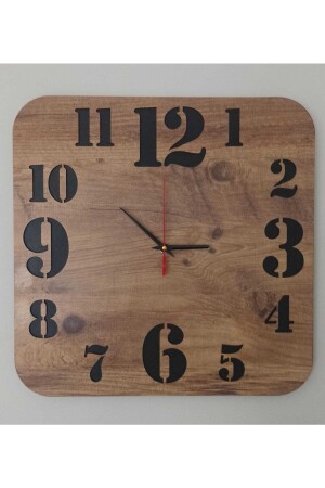 Decorative Square Wall Clock Aks37311933 - Ahşap