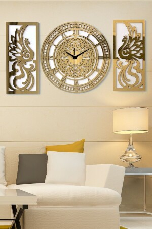 Decorative Triple Plexiglass Gold Mirrored Wall Clock and Decoration - Sevgicraft