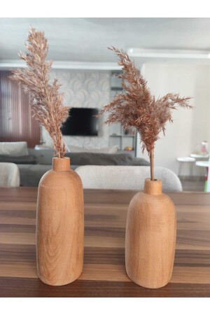 Decorative Vase Flower Pot Wooden Set of 2 18 Cm 15 cm - Wotrart
