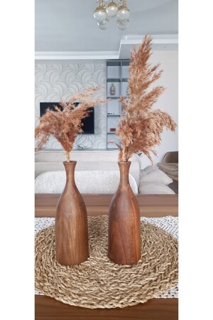 Decorative Vase Flower Pot Wooden Set of 2 Size 20 Cm - Wotrart