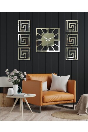 Decorative Wall Clock Set with Side Table Home Decoration GS POLAT BLACK WALL CLOCK - Odun Marketi