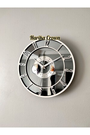 Decorative wall clock (table or wall clock) with real mirror 25 cm - Harika Crown