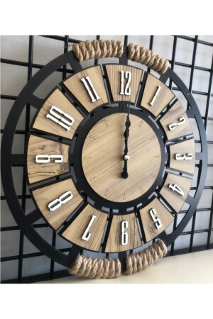 Decorative Wall Clock with Wooden Rope - Pey Aksesuar