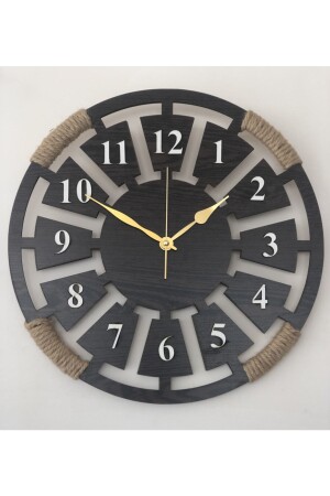 Decorative Wooden 3d Wall Clock - With Wicker String - Wenge Color 40cmWengeWith Wicker - MOD