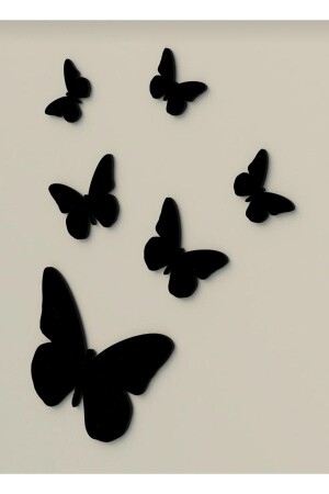 Decorative Wooden 6-Piece Butterfly Wall Ornament Black - Modat