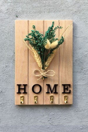 Decorative Wooden Dry Flower Key Hanger, Hanger and Keychain b6 - fatrema