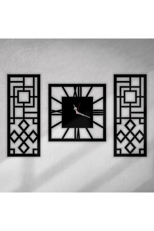 Decorative Wooden Mdf 3 Piece Wall Clock 85 X 50cm WD-3P-SAAT - Wooden Factory