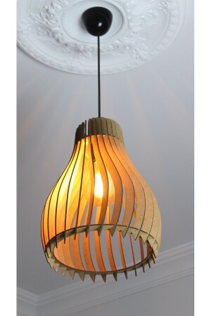 Decorative, Wooden, Modern Curved Laser Cut 3mm MDF, Living Room Pendant Lighting İcon Chandelier25x35x0013 - Avize