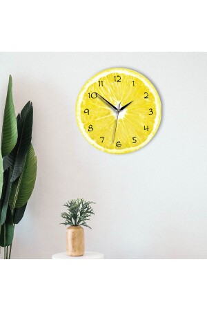 Decorative Wooden Round Kitchen Wall Clock with Vibrant Lemon Inside lmn1 - CajuArt