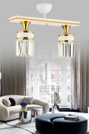 Deep 2 White Gold Gilded Crystal Stone Luxury Modern Chandelier 2014 - KUZEY AYDINLATMA