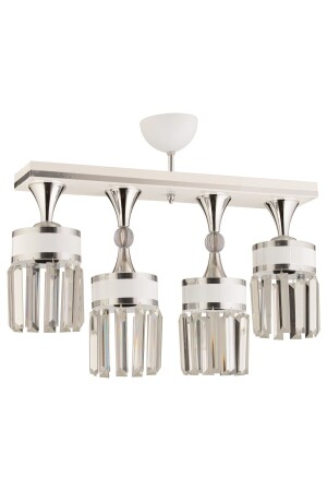 Deep 4 Piece Crystal Stone Glamorous White Chrome Gilded Modern Chandelier 4013 - KUZEY AYDINLATMA