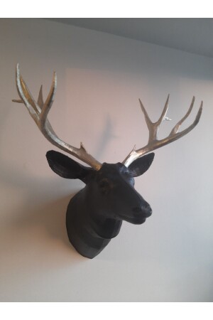 Deer Head Wall Hanging - Christmas Winter Decoration Black Color Platinum Gold with Horn - 4