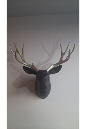 Deer Head Wall Hanging - Christmas Winter Decoration Black Color Platinum Gold with Horn - 5