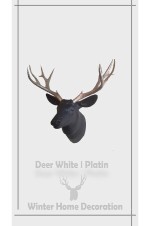 Deer Head Wall Hanging - Christmas Winter Decoration Black Color Platinum Gold with Horn - 6