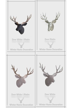Deer Head Wall Hanging - Christmas Winter Decoration Black Color Platinum Gold with Horn - 7