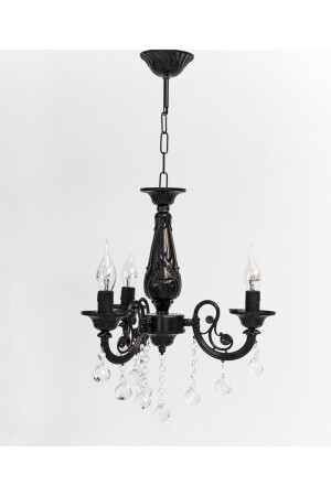 Defne 3 Arm Cast Black Stone Chandelier 9887 - Berk Avize