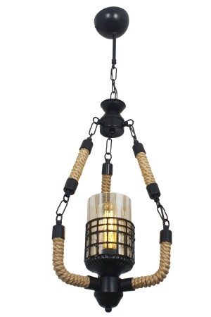 Defne Single Black Authentic Rope Chandelier 3029 01 0100 00 01 - Taşcan Aydınlatma