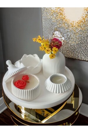 Deko-Set – Soja-Duftkerze – Vase – Teelicht – 6-teilig - Blue Candle Design