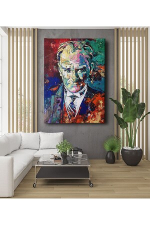 Dekor Ofisi Yağlı Boya Görünümlü Mustafa Kemal Atatürk Portresi Dekoratif Kanvas Tablo dekorof149 - Genel Markalar