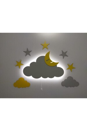 Dekoratif Ahşap Işıklı Bulut Çocuk Odası Gece Lambası - Fabrikahşap